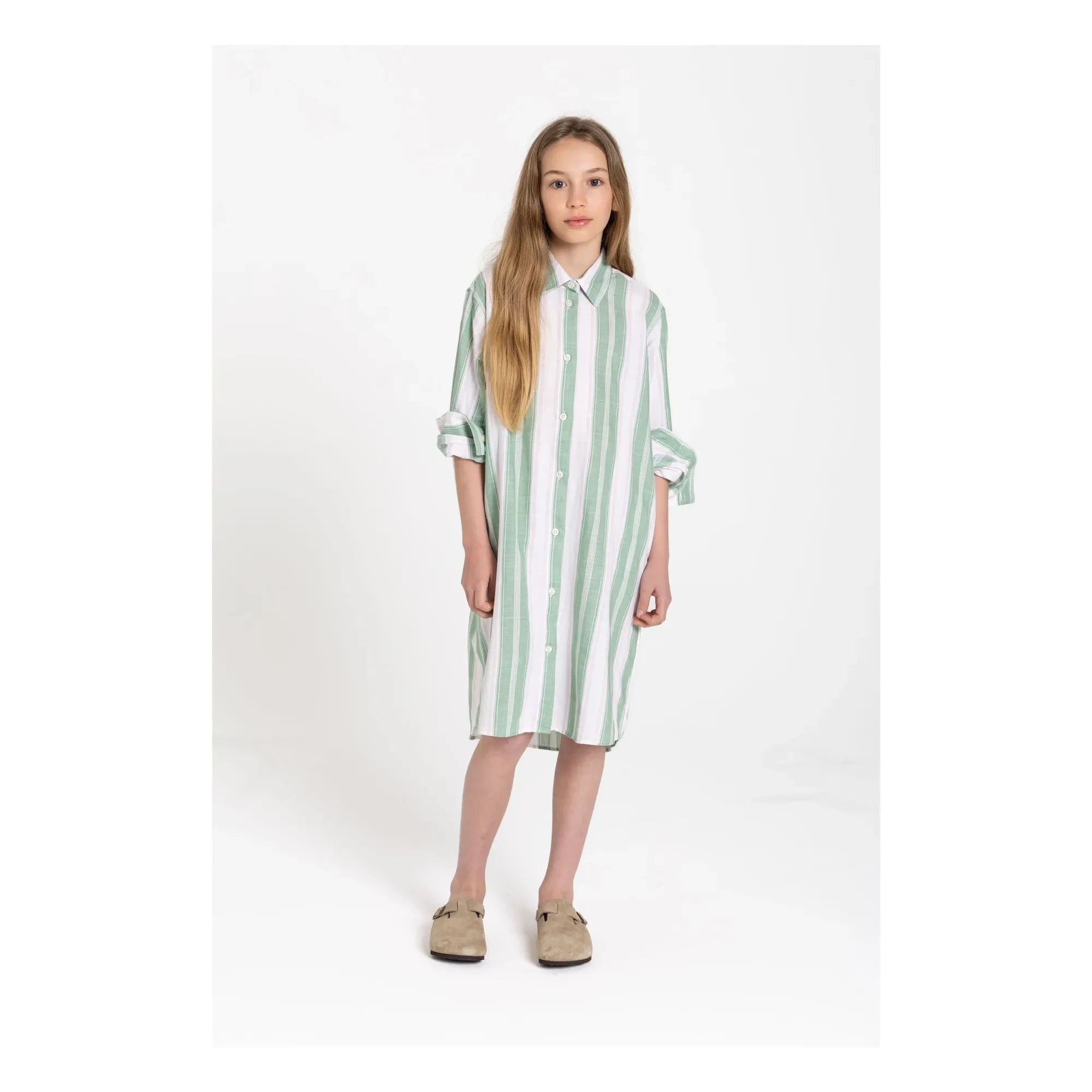 Smallable Kid - Striped Leya Shirt Dress | Mint Green
