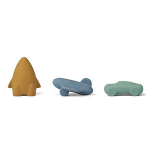 Liewood - Jacob Natural Rubber Toys - Set of 3 | Blue Multi Mix