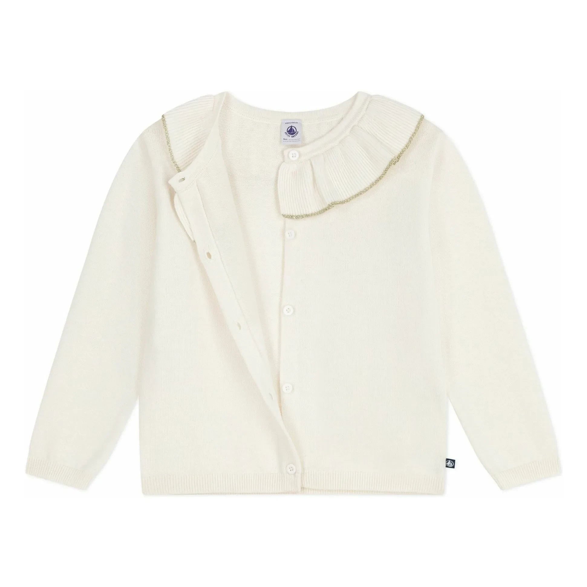 Petit Bateau - Wool Sparkly Collar Sweater Vest | Ecru