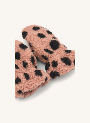 Liewood - Grethe Leopard Recycled Fiber Sherpa Gloves | Pale Pink
