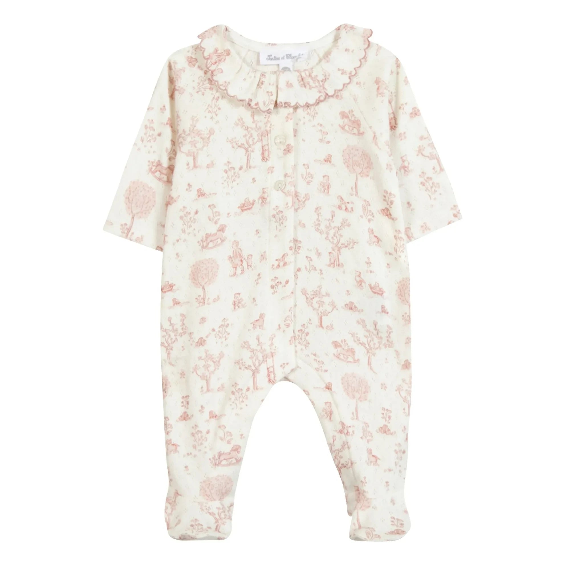 Tartine et Chocolat - Toz Pembe Yakalı Tulum Pijama | Toz Pembe