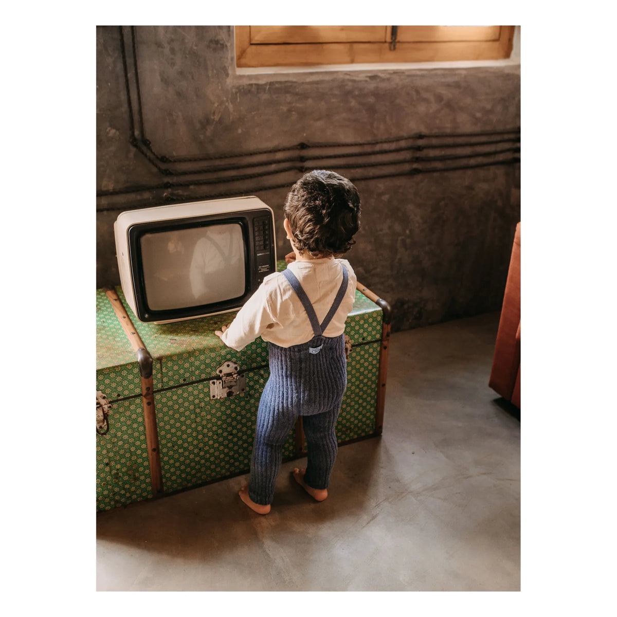 Silly Silas - Organic cotton terry Granny Teddy Footless Bib Tights | Çelik