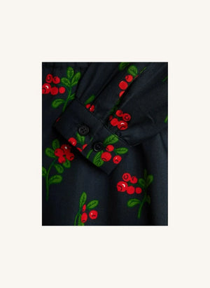 Mini Rodini - Lingonberries Organik Pamuk Elbise | Siyah