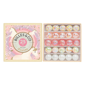 Billes & Co - 25-Piece Single-Horn Horse Marble Set | Pink