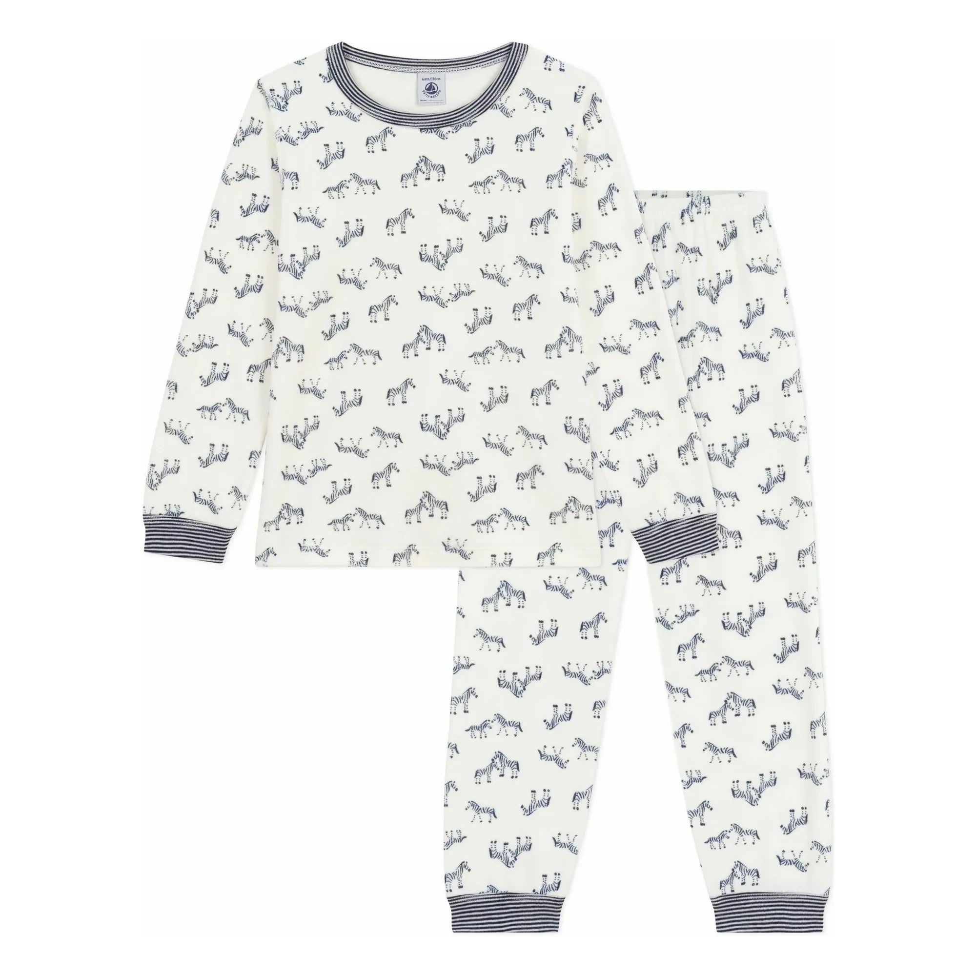 Petit Bateau - Zebra Organic Cotton Pajamas | Ecru