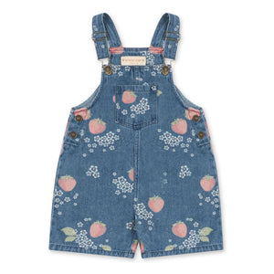 Konges Sløjd - Magot Denim Short Overalls | Strawberry Organic Cotton | Blue