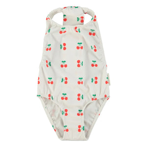 Piupiuchick - Embossed Halter Swimsuit Cherry Recycled Fibers | Ecru