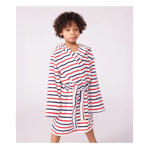 Petit Bateau - Striped Bathrobe | White