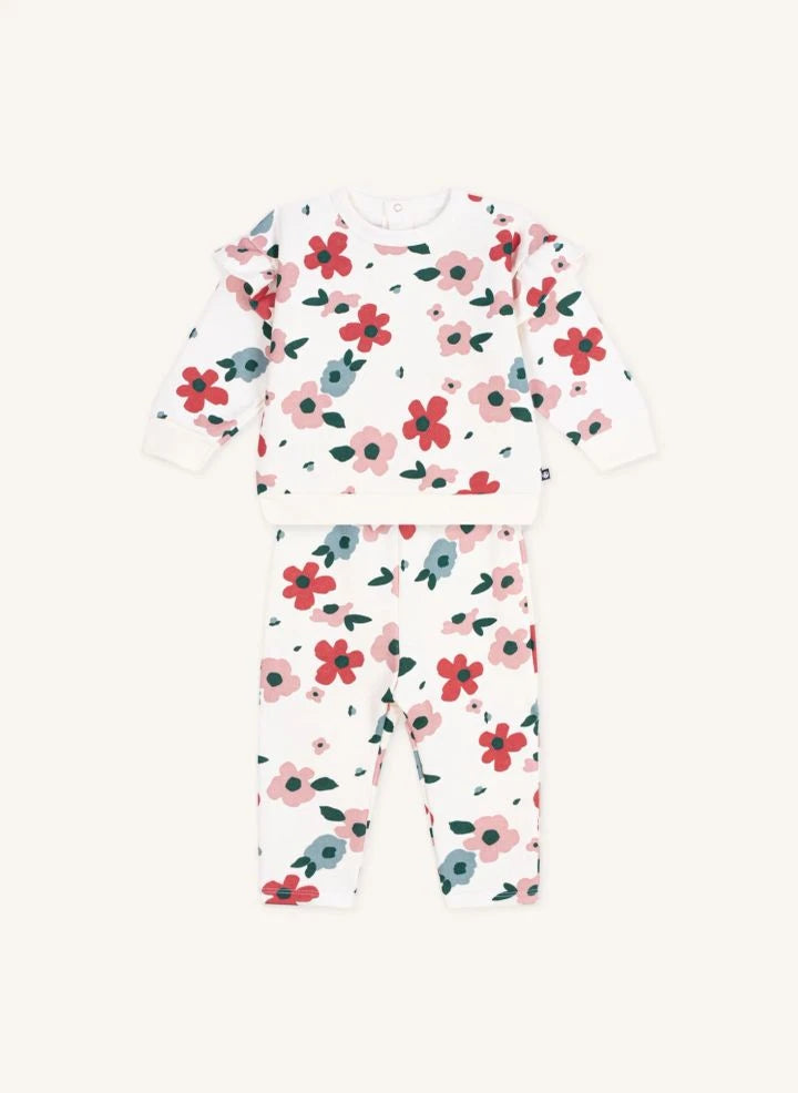 Petit Bateau - Organic cotton floral sweatshirt and jogger set | Ecru