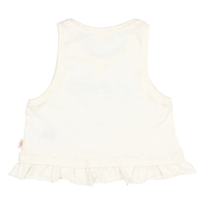 Owl - Floral Ruffled Organic Cotton Top | White
