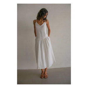 THEAVANT - Grace Cotton & Silk Poplin Dress | White