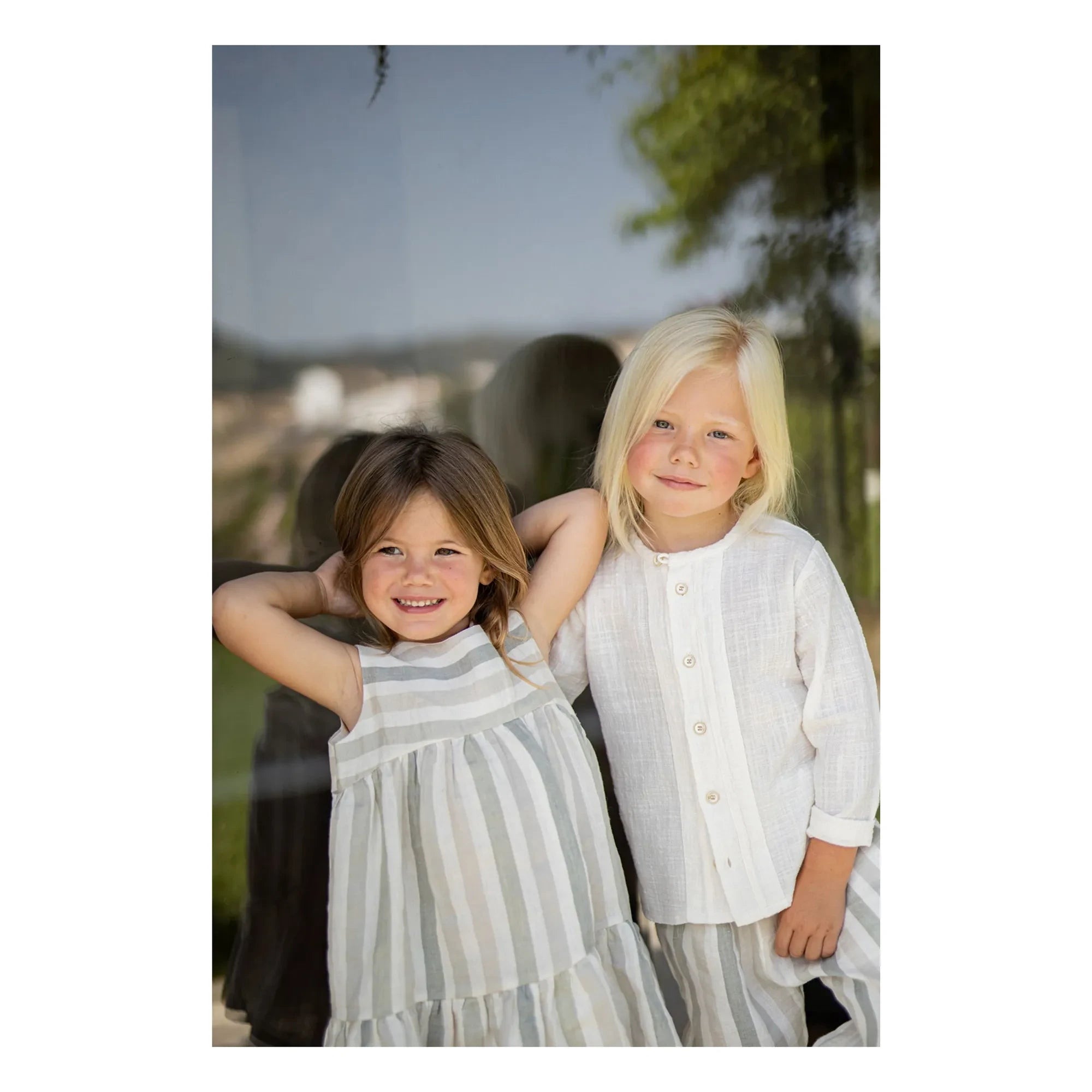 1+ in the family - Striped Linen Calonge Dress | Ecru