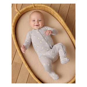 Quincy Mae - Snowman Patterned Footed Romper | Gray