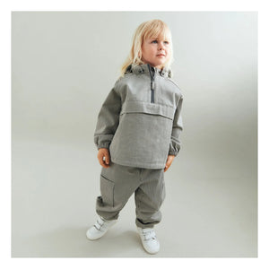 Wheat - Kalloa Striped Organic Cotton Trousers | Gray