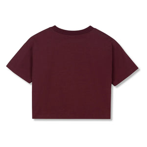 Wynken - Crop Butterfly Organic Cotton T-Shirt | Burgundy