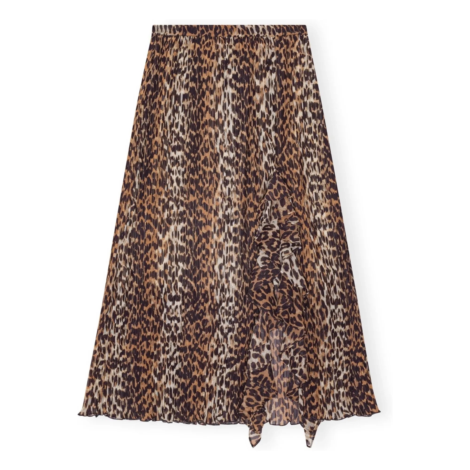 Ganni - Geri Dönüştürülmüş Elyaf Georgette Etek | Leopar