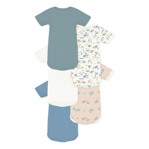 Petit Bateau - 5-Pack Organic Cotton Animal Print Bodysuits | Blue