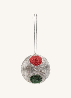 Anna + Nina - Bright Frosted Polka Dot Christmas Bauble | Silver