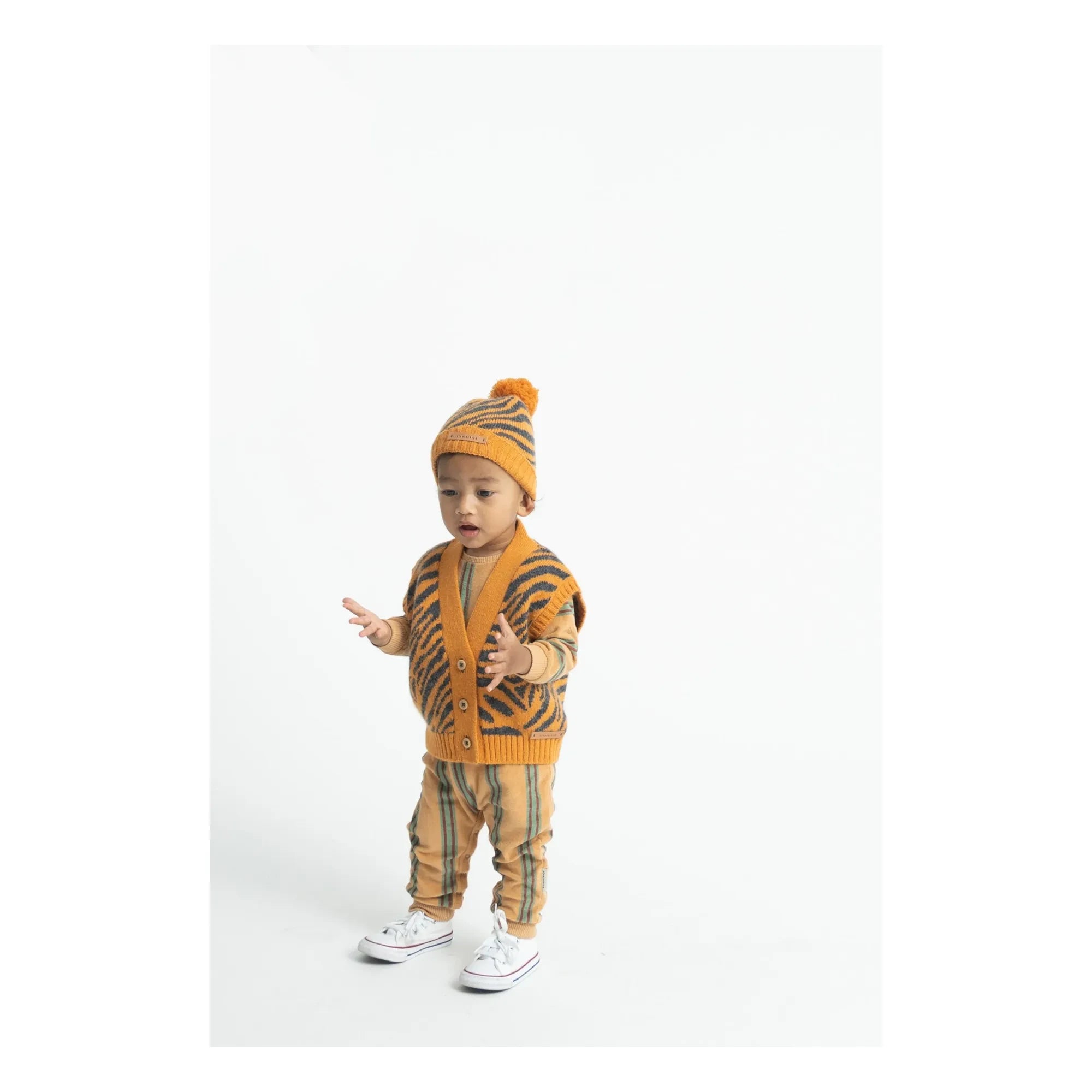 Piupiuchick - Striped Organic Cotton Terry Romper | Yellow