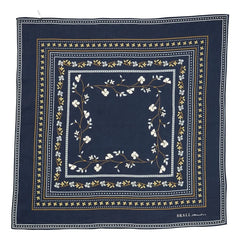 Skall Studio - Floral Pattern Square Scarf | Navy Blue