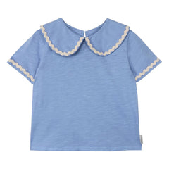 Mipounet - Claudine Collar Odetta Organic Cotton T-shirt | Blue