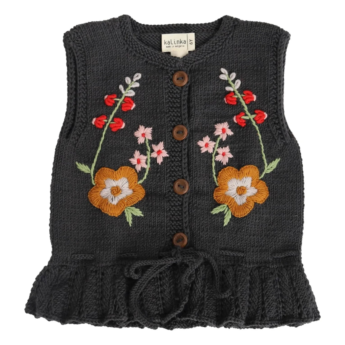 Kalinka - Stephanie Merino Wool Sleeveless Vest | Charcoal Gray