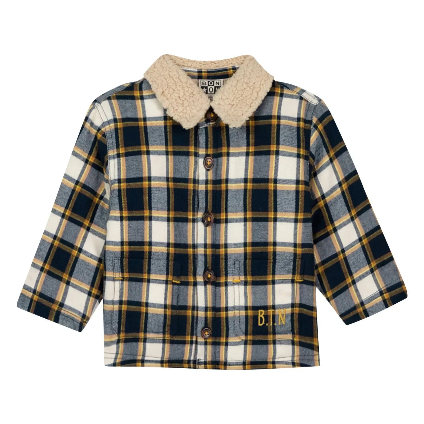 Bonton - Baby Piloti Ekoseli Ceket | Beyaz
