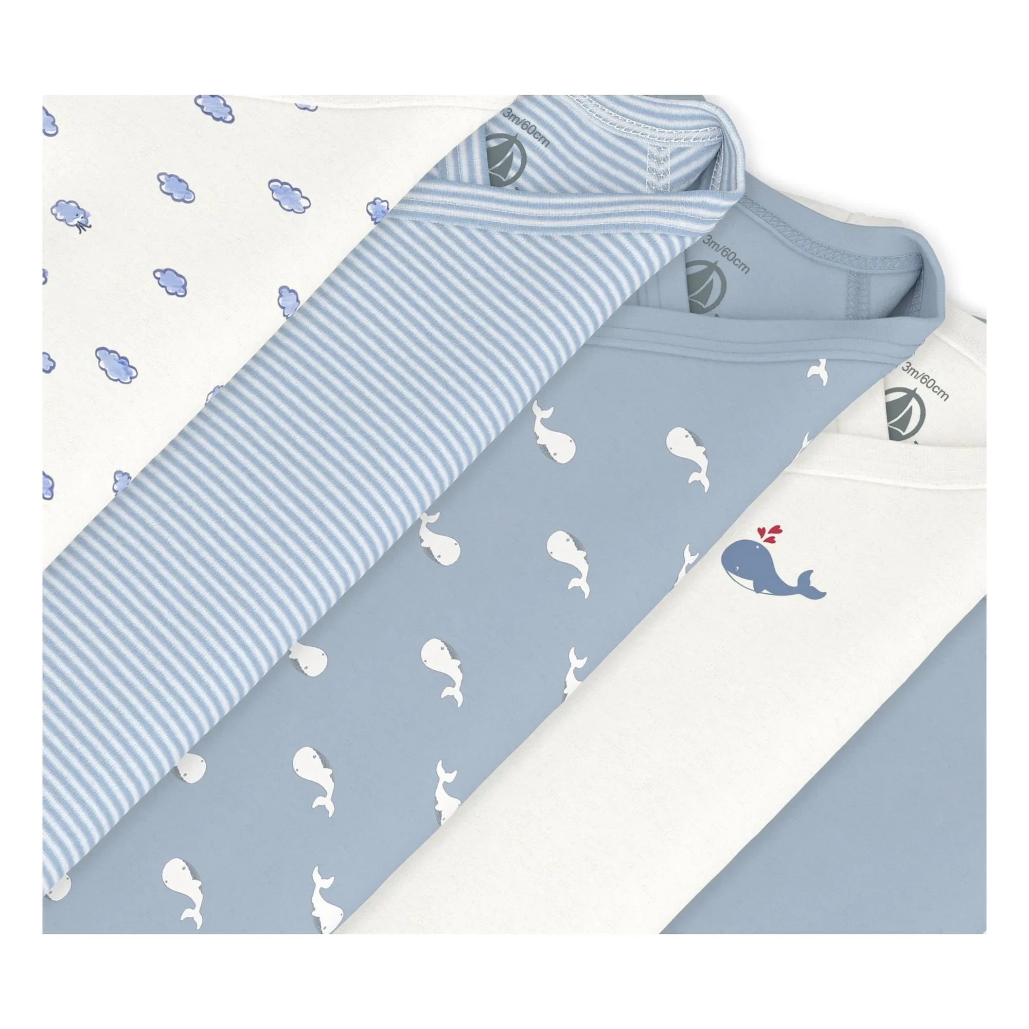 Petit Bateau - Set of 5 Whale Crossbody Bags Organic Cotton | Blue