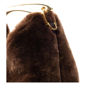Elleme - Küçük Boomerang Shearling Çanta | Kahverengi
