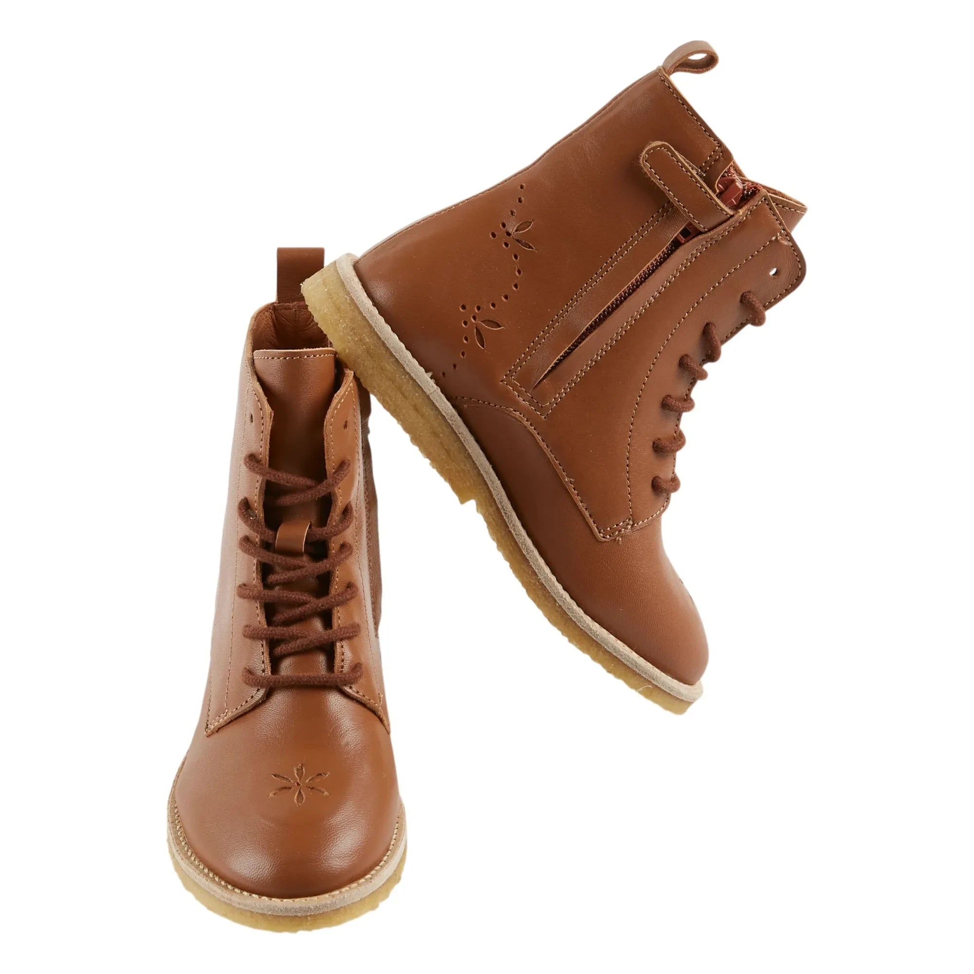 Emile et Ida - Lace-up Leather Boots | Camel