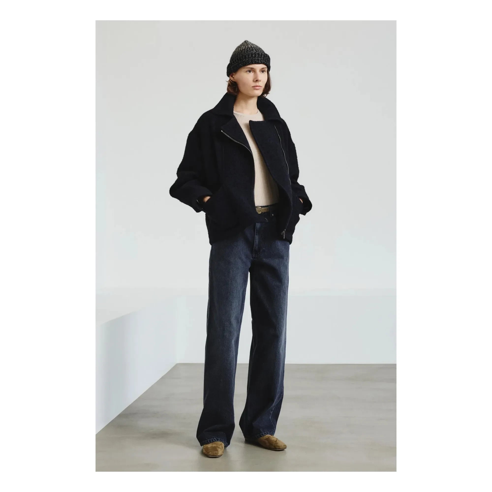 Pomandère - Wool Zip-up Coat | Navy
