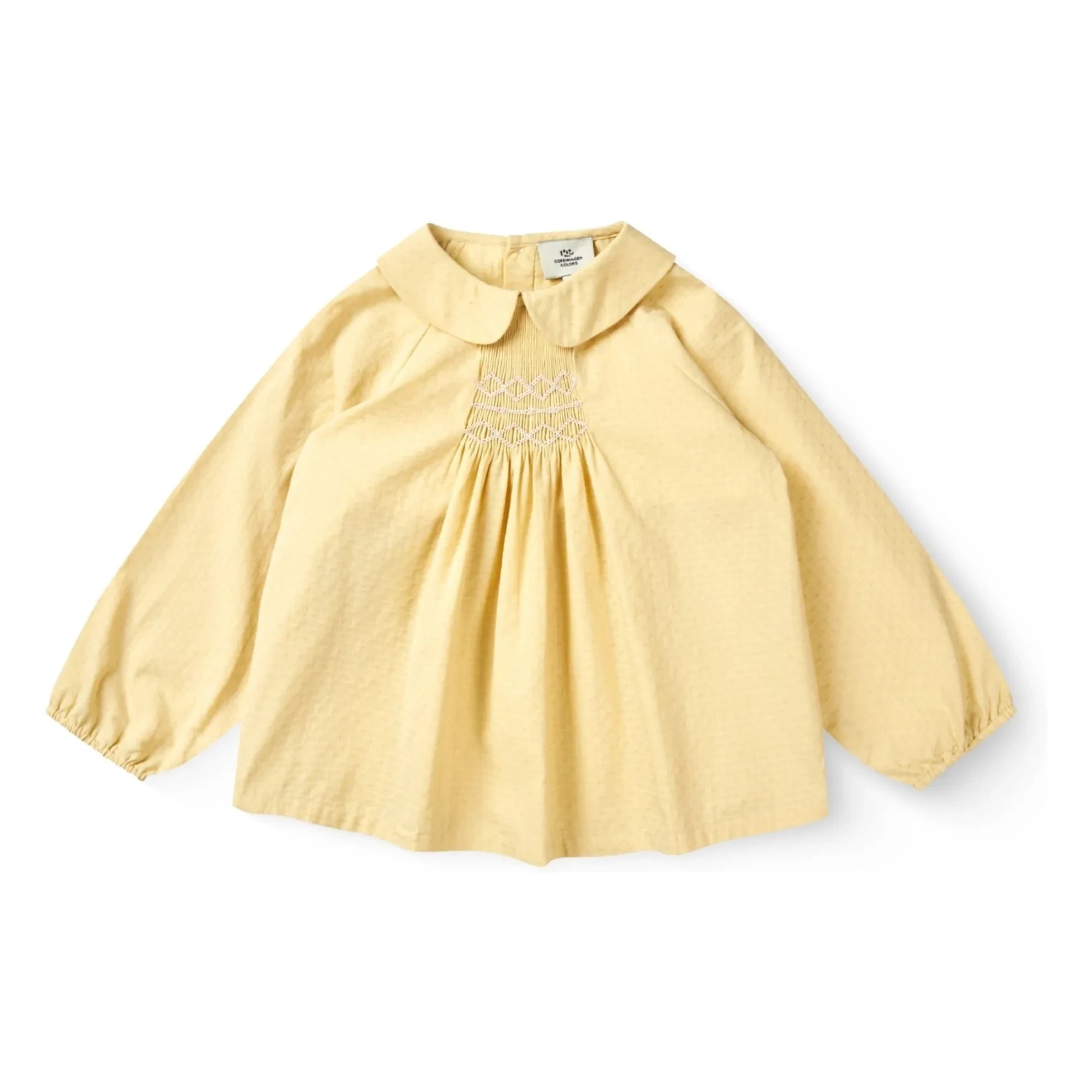 Copenhagen Colors - Organic Cotton Gathered Blouse | Pale yellow