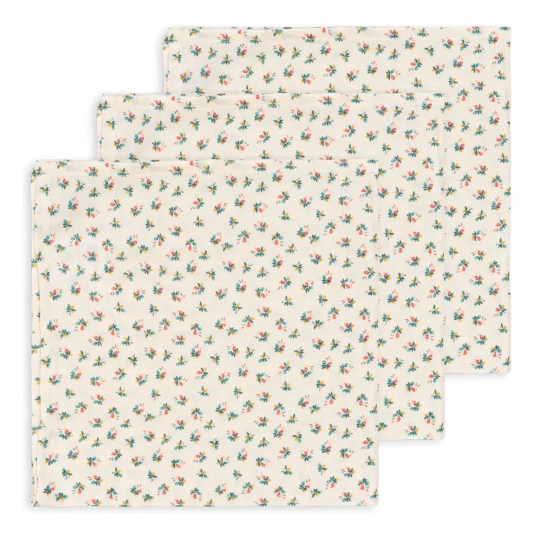 Konges Sløjd - Organic Cotton Cloths with Flowers - Set of 3
