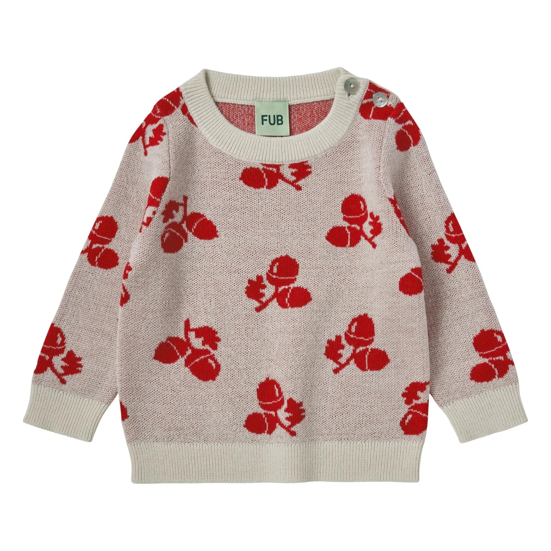 FUB - Acorn Fine Knit Merino Wool Baby Sweater | Ecru