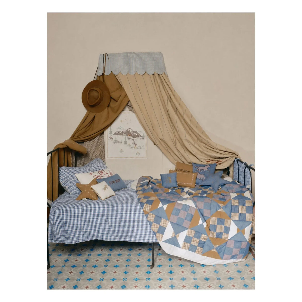 Editions Aimable - Paulette duvet cover set | Blue Vichy Cotton