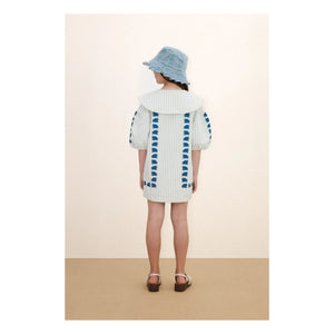 Tinycottons - Çiçek Oversize Yaka Elbise | Mavi