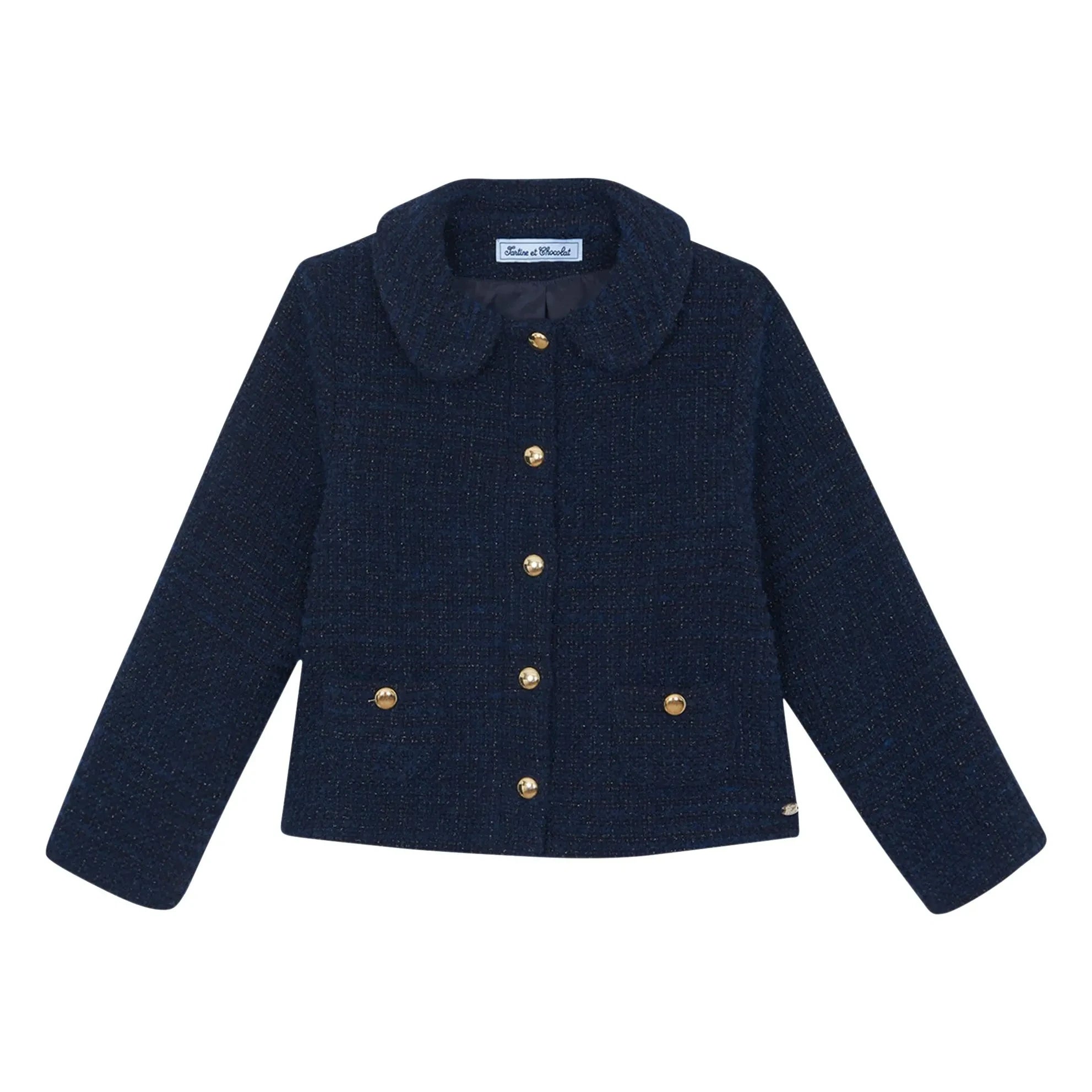 Tartine et Chocolat - Tweed Collar Jacket | Navy Blue
