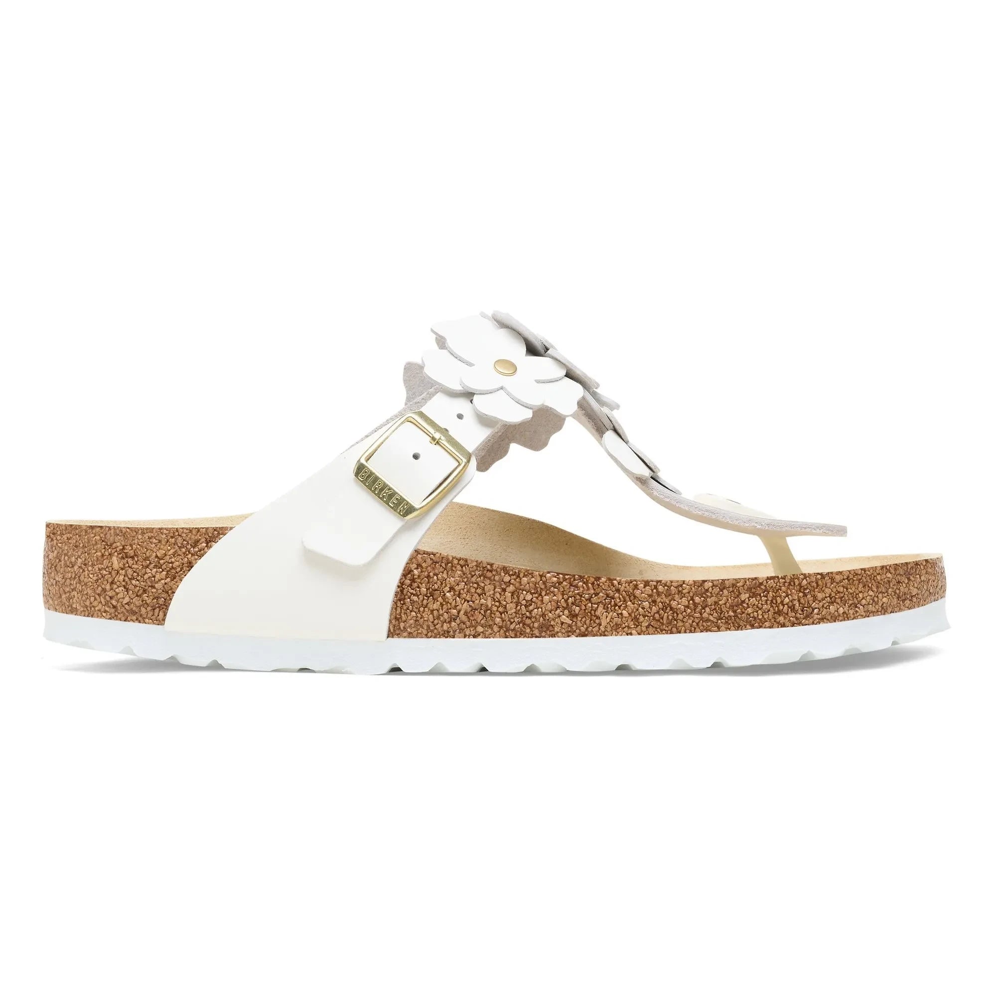 BIRKENSTOCK - Gizeh Flower Embellished Sandals Natural Leather | White