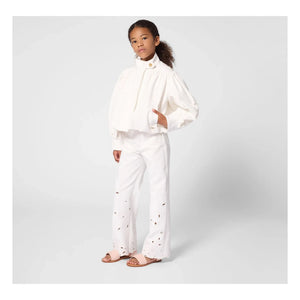 Chloé - Organic cotton embroidered trousers | White