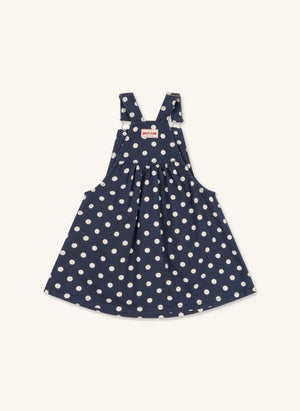 Konges Sløjd - Organik Pamuk Denim Nola Puantiyeli Elbise | Koyu Mavi