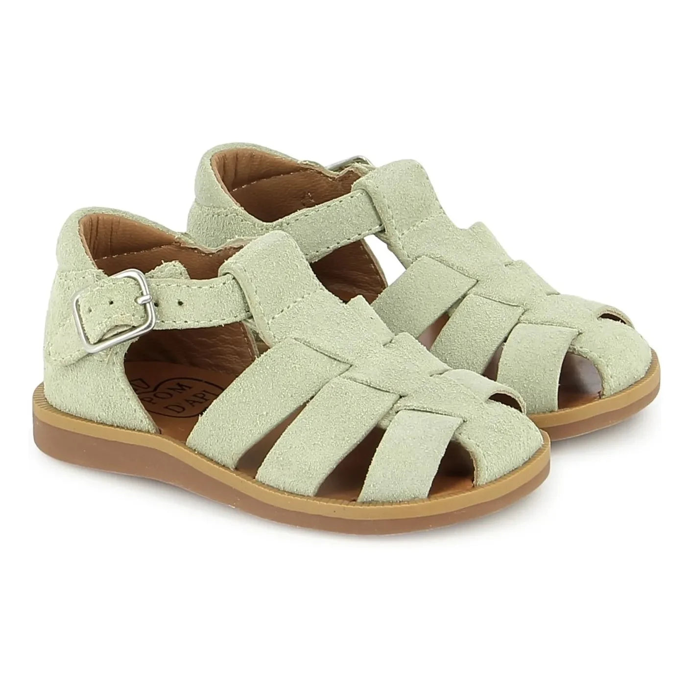 Pom d'Api - Poppy Daddy Velvet Sandals | Badem Green