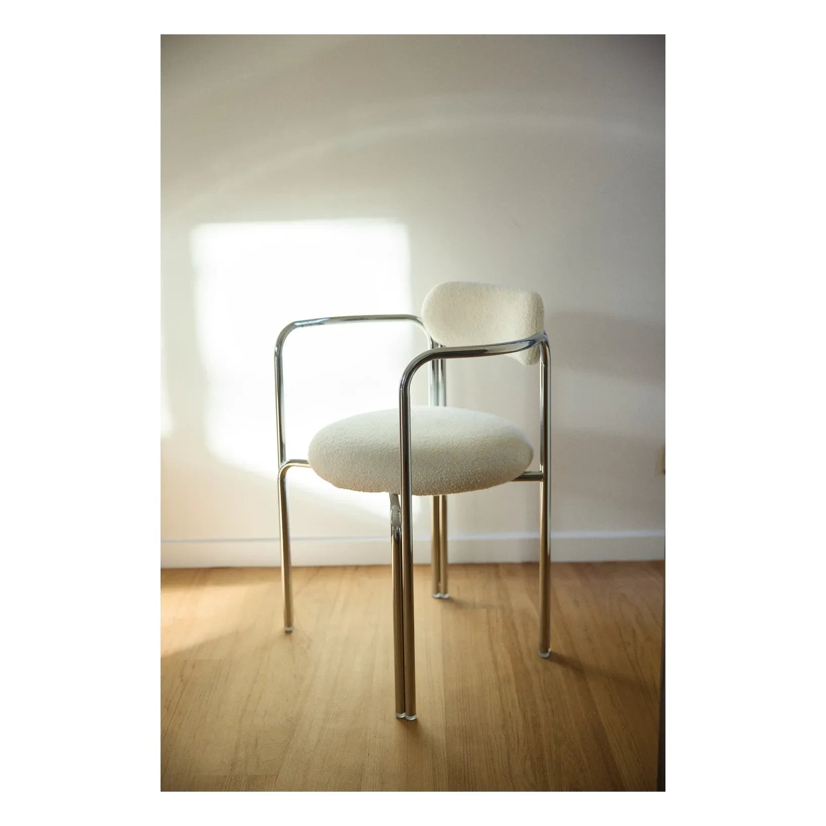 Gabrielle Paris - Hortense Chair in Bouclé and Chrome-Plated Steel | Cream
