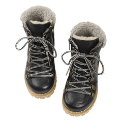 Petit Nord - Sherpa-Lined Lace-Up Boots | Black