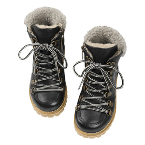 Petit Nord - Sherpa-Lined Lace-Up Boots | Black