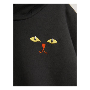 Mini Rodini - Black Organic Cotton Cat Hoodie Sweatshirt