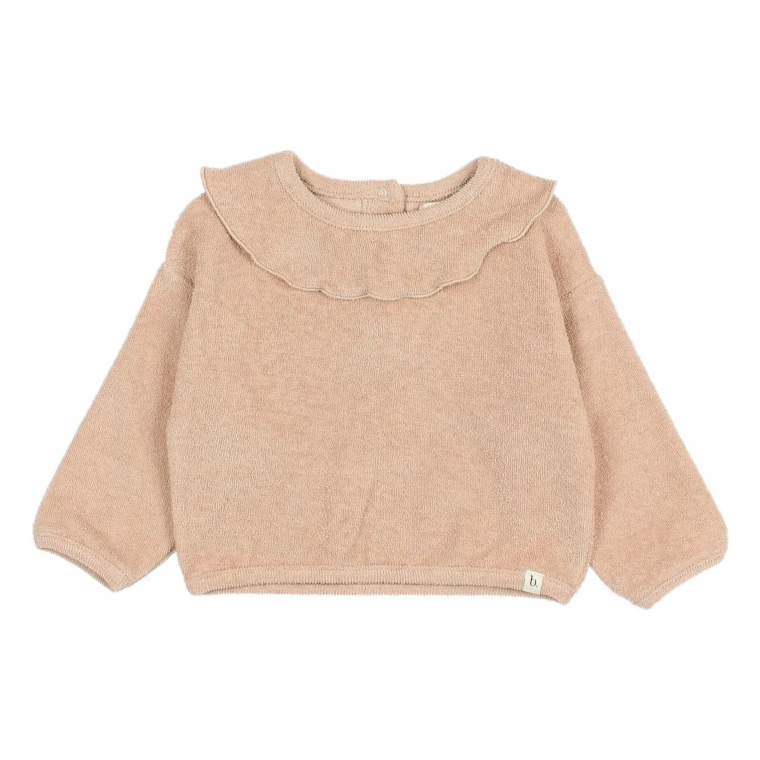 Búho - Organic Towel Fabric Ruffled Sweatshirt | Pink