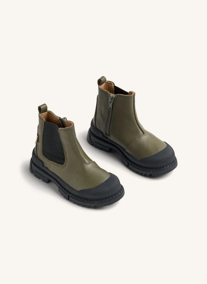 Wheat - Saida Tex Leather Boot | Khaki