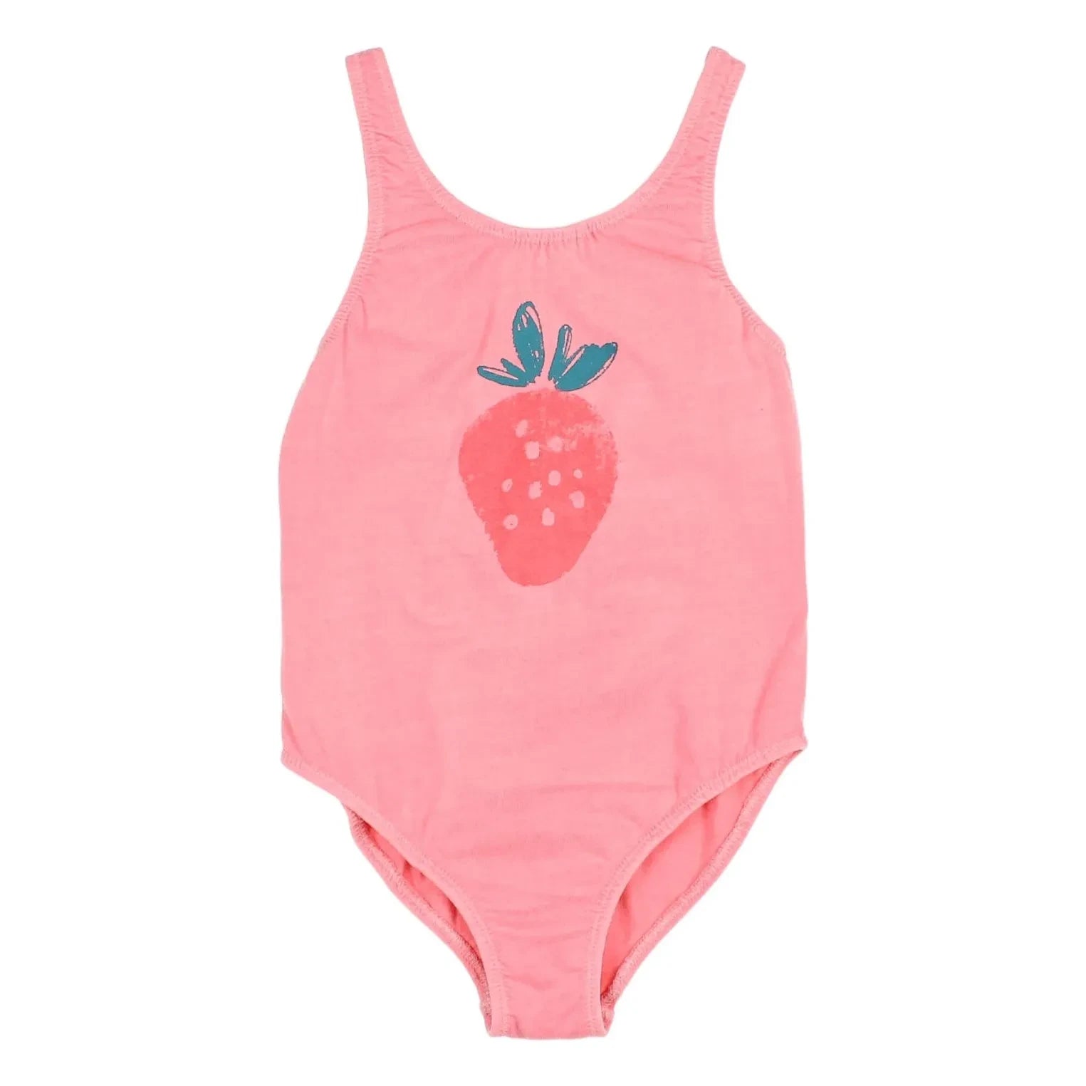 Búho - Strawberry Patterned Organic Cotton Swimsuit | Soft Pink