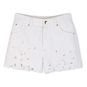 Chloé - Organic cotton embroidered shorts | White
