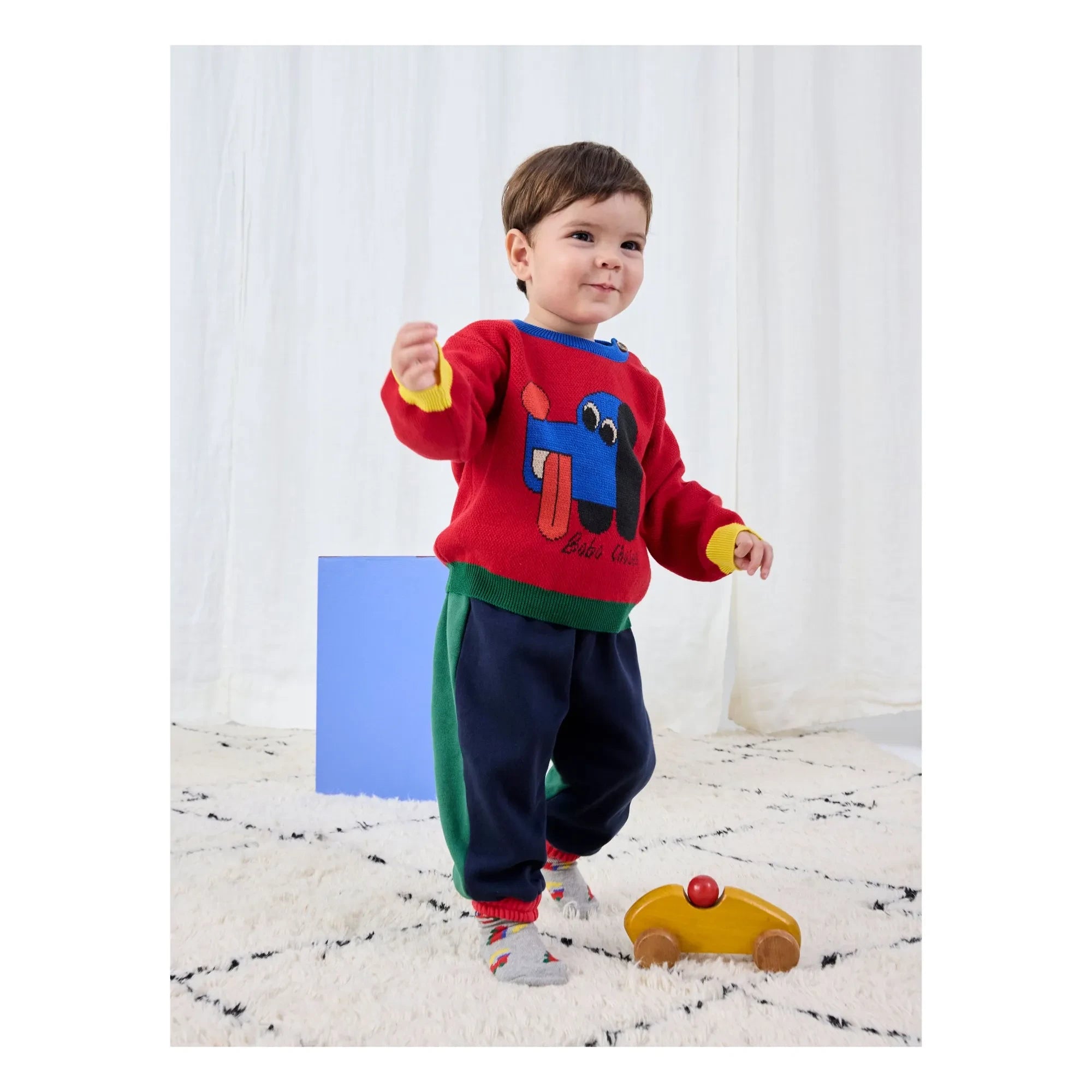 Bobo Choses - Organic Cotton Trains Socks | Grey Melange